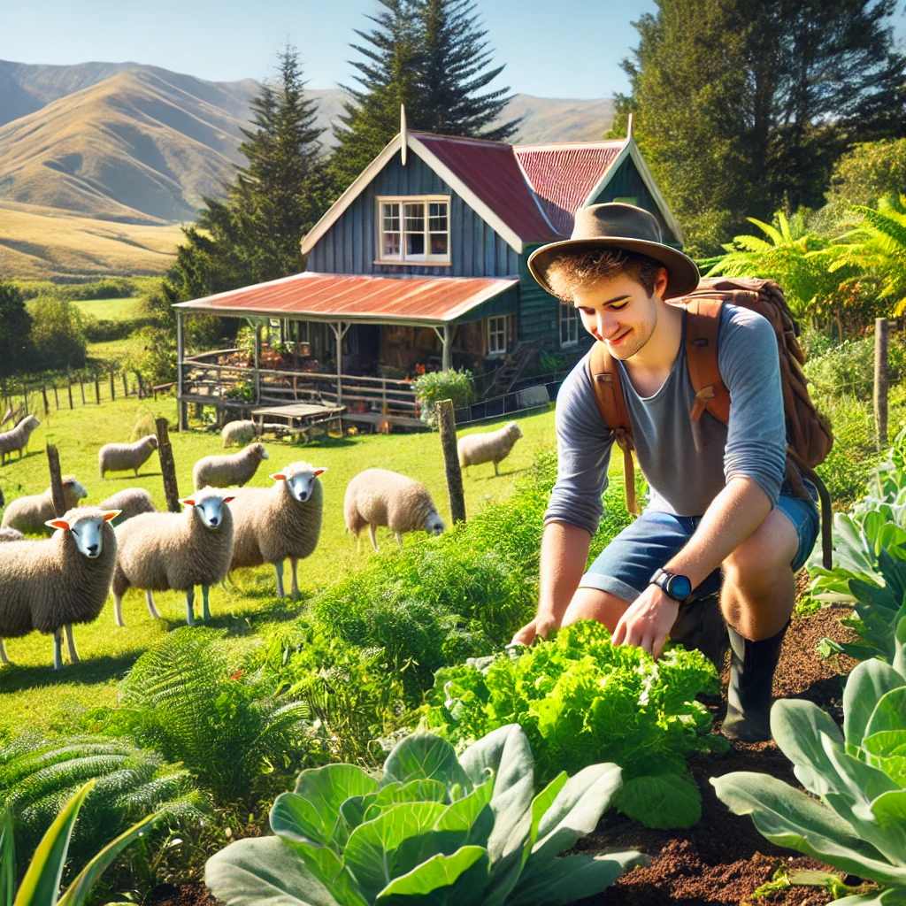 Wwoofer beim Arbeiten im Garten in Neuseeland